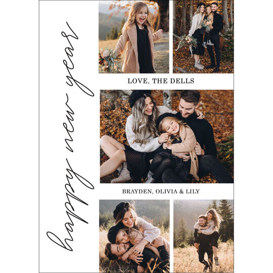 Vertical Script Holiday Greeting Flat Holiday Photo Cards